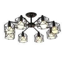 modern black chandelier lighting american iron cage ceiling lamp light fixtures kitchen luminiare bedroom living room home decor