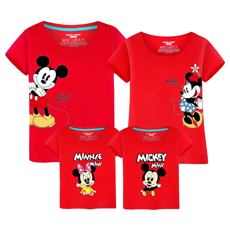 

Summer Family Matching Outfits Mother Kids Daddy Kid T-Shirt Family look Clothes Child Mickey Minnie Tops Photography