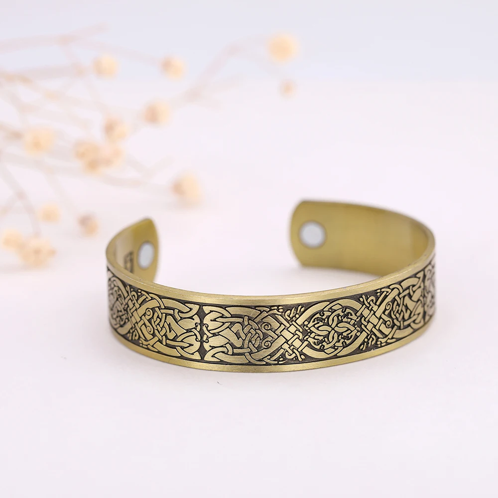 Браслет-манжета с талисманом для мужчин руна викингов кельтский узел тринити