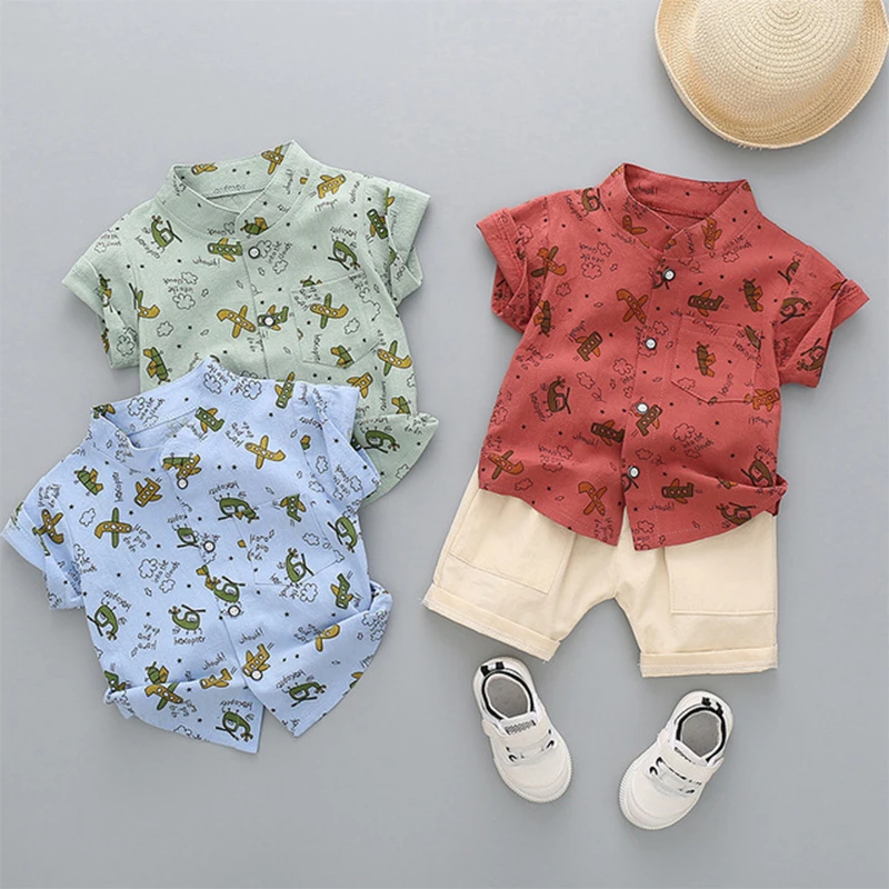 

Летний комплект одежды для маленьких мальчиков, футболка с мультяшным принтом + шорты, повседневный костюм из 2 предметов для малышей, детск...