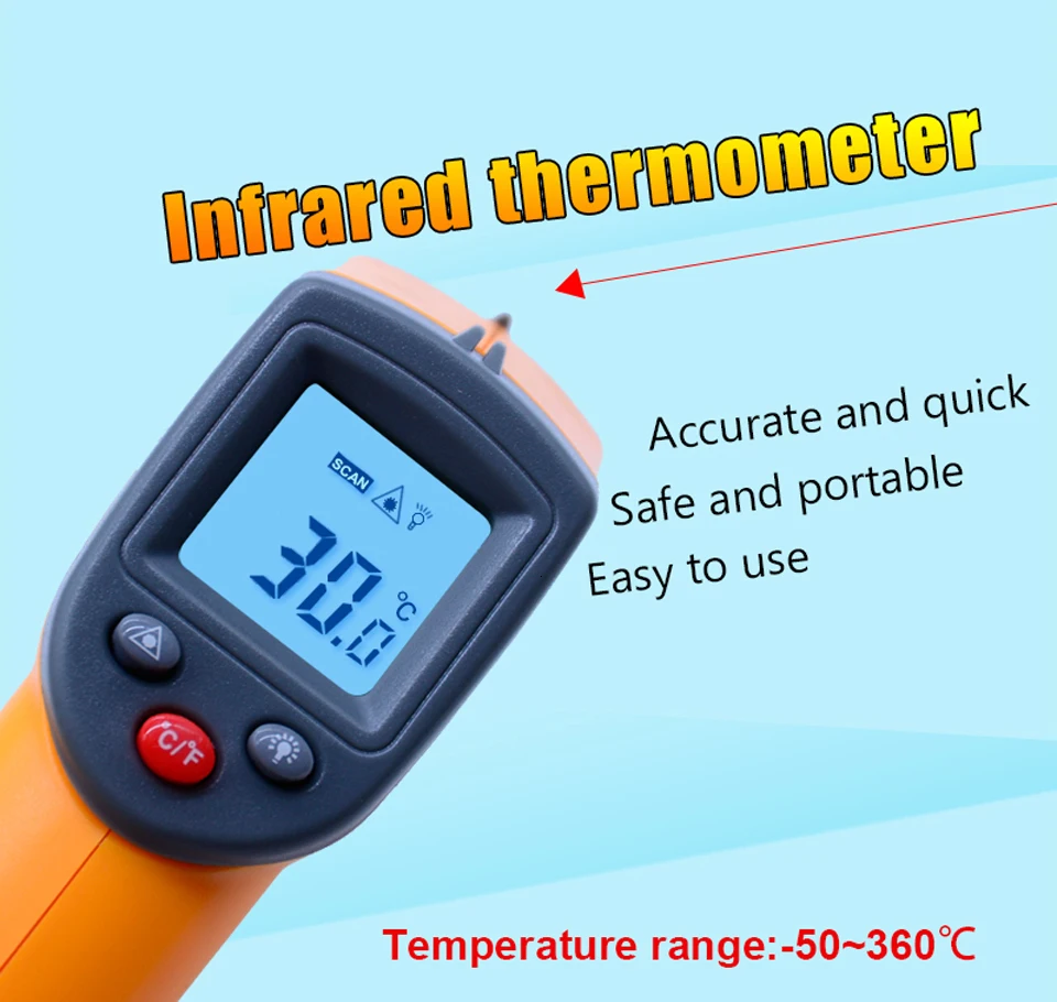 OUTEST Бесконтактный цифровой лазерный инфракрасный термометр-50~ 360C(-58~ 680F) Температурный пирометр ИК лазерный точечный пистолет GS320