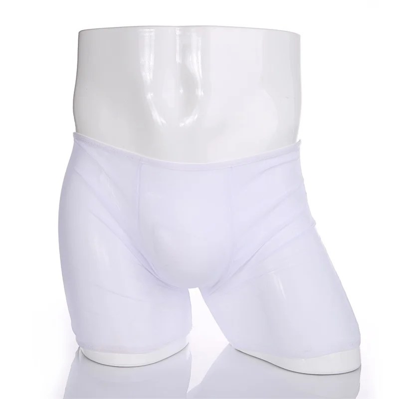 

White Men Sexy Boxer Underwear Shorts Mesh Transparent See Through Lingerie Male Panties Underpants Cueca