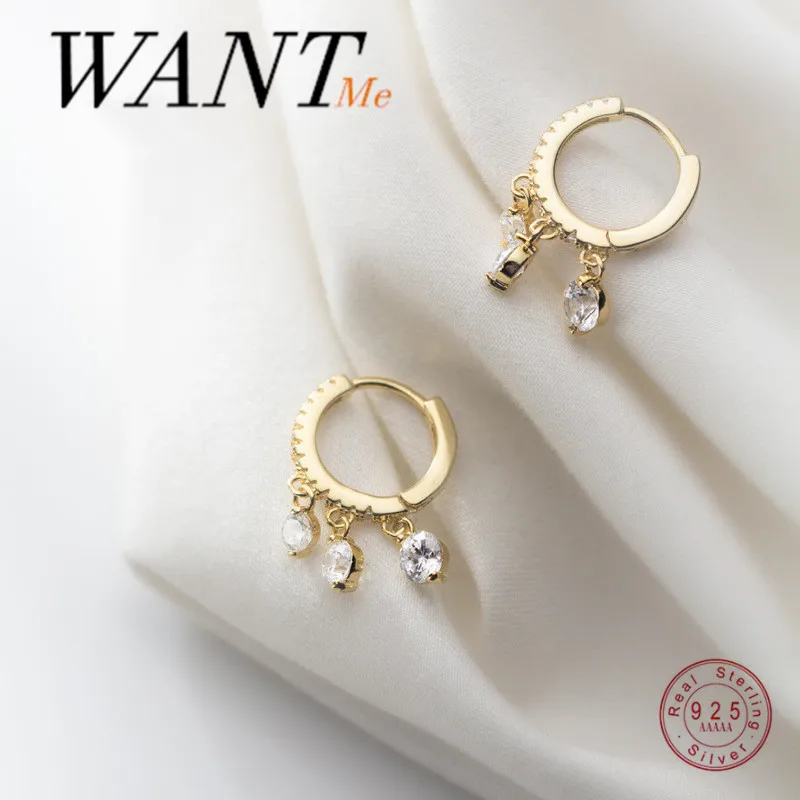 Женские серьги гвоздики WANTME роскошные круглые из стерлингового серебра 925 пробы