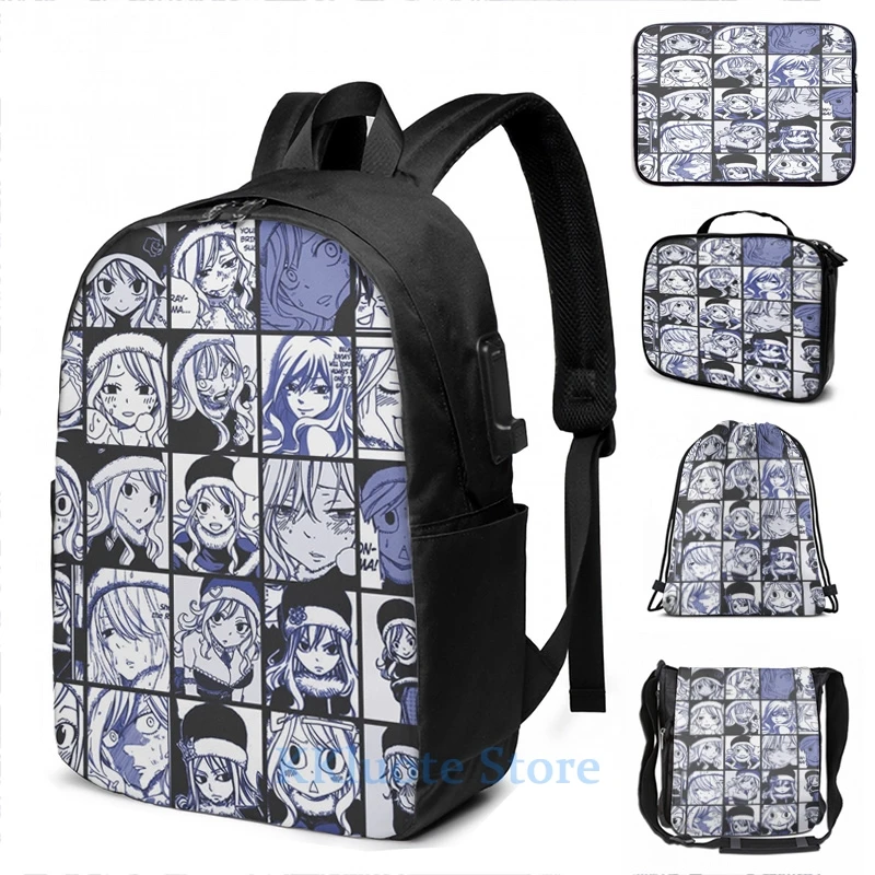 Funny Graphic print Juvia Lockser - Fairy tail Collage USB Charge Backpack men School bags Women bag Travel laptop | Багаж и сумки