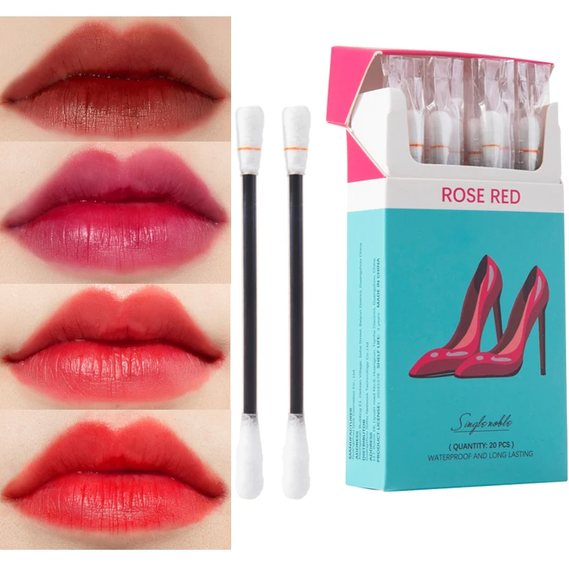 

Waterproof Cotton Swabs Disposable Lipstick Portable Long Lasting Moisturizing Matte Red Lip Gloss Women Makeup Cosmetic 5 Color