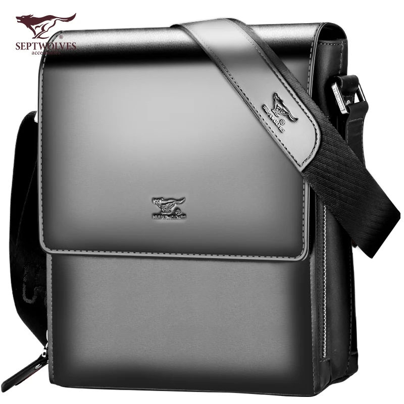 Men's Leather Shoulder Bag Messenger Bag Briefcase Business Casual Men's Bags Leather Vertical Backpack