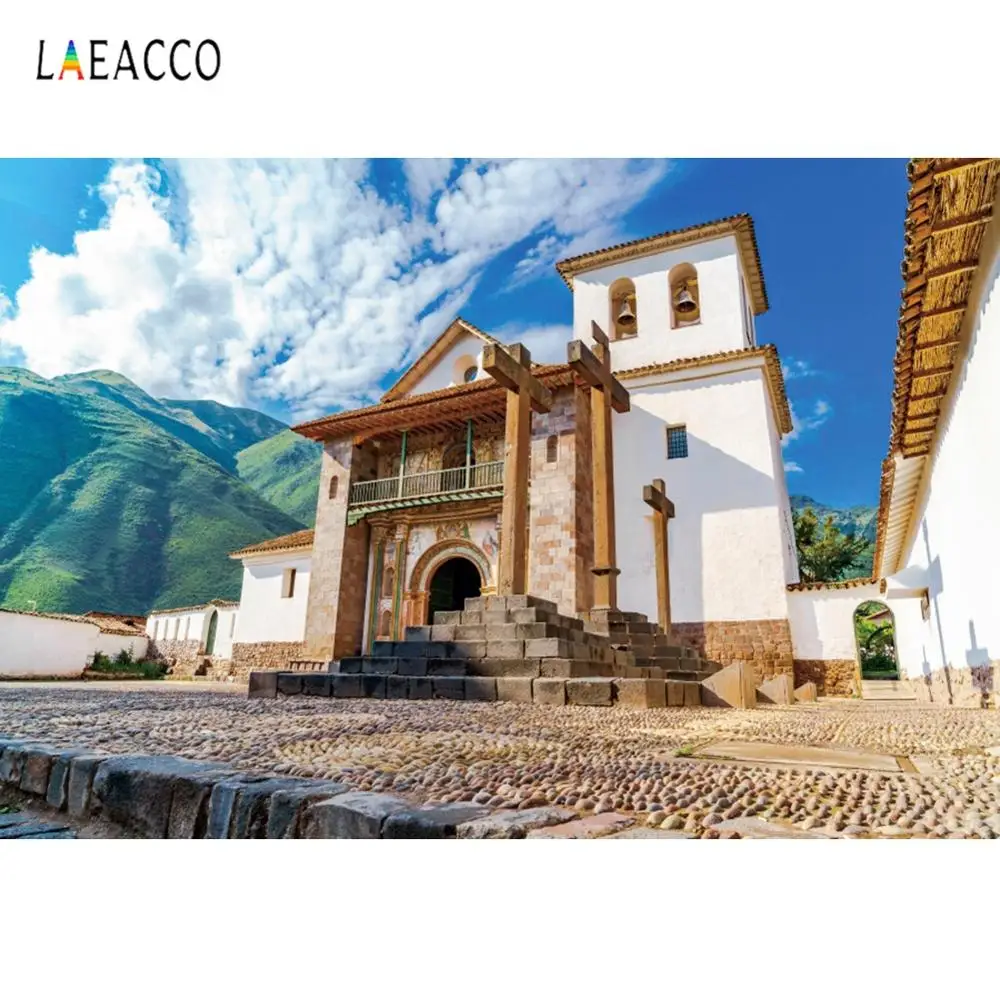 Фотофон Laeacco небо гора церковь камень шаг пейзаж бесшовный на заказ