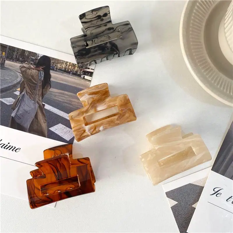 

Корейский 2020 Новый трендовый винтажный уксусная кислота Смола Геометрические Квадратные большие заколки для волос для женщин модные украш...