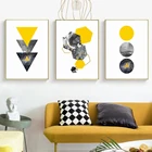 Абстрактная Геометрическая треугольная желтая мраморная Скандинавская Картина на холсте с оленем художественные плакаты печатные картины для гостиной специальный подарок