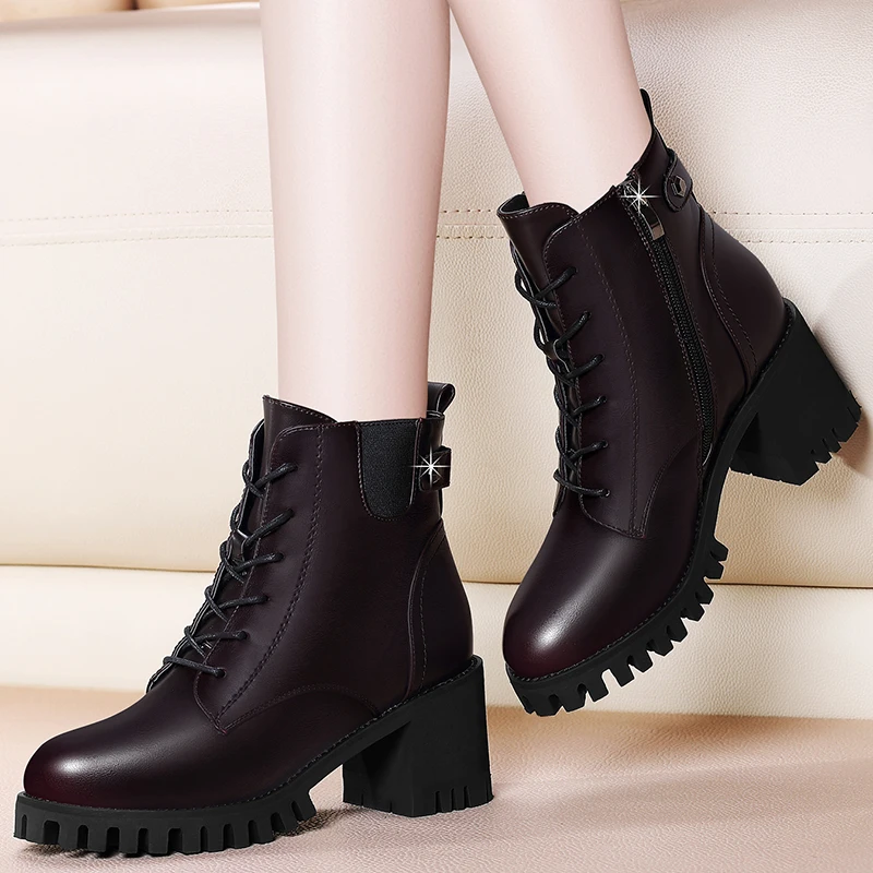 

British Style Bare boots women's shoes Martin 2022 new autumn winter leather thick-soled ankle boots Short Motorcycle boots