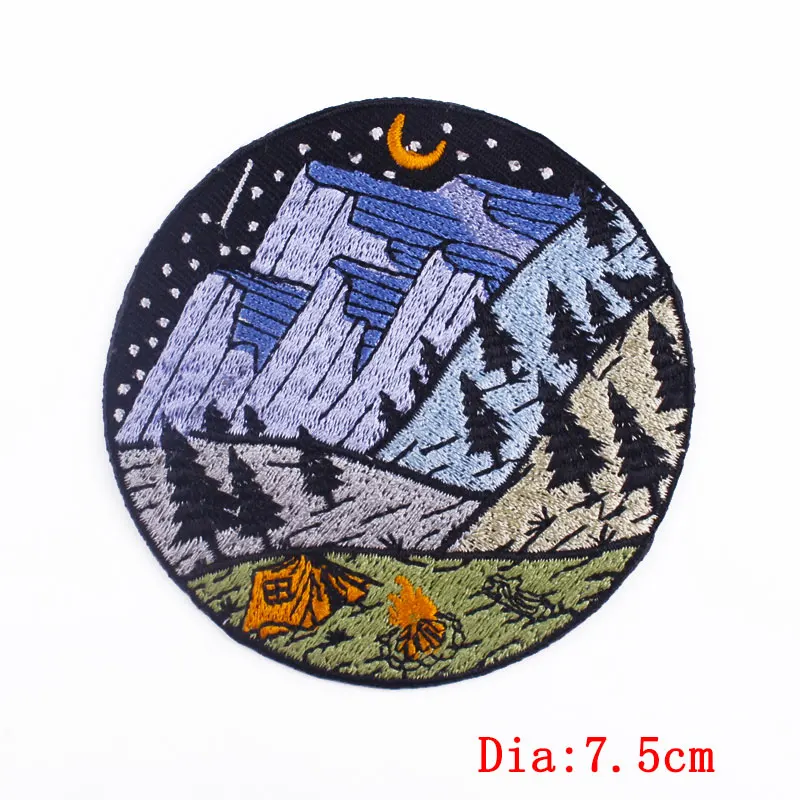 

Cartoon Van Gogh Waves Applique Embroidered Patches On Clothes Round Outdoor Badges Space Iron On Patches For Clothing Stickers