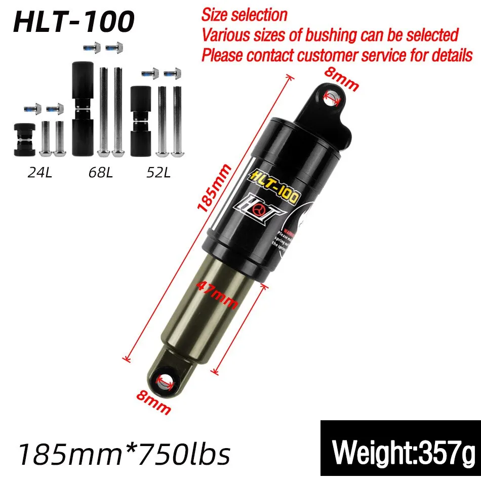 

HLT100-Задний амортизатор для горного велосипеда, 125 мм/150 мм/165 мм/185 мм, 750/850 фунтов, аксессуары для горного велосипеда