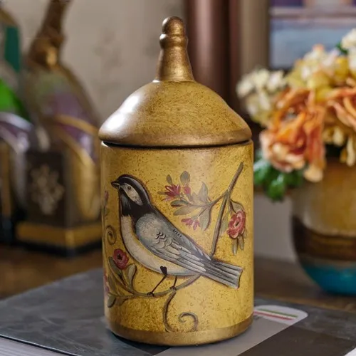 YELLOW Винтажные керамические кухонные банки, баночки для хранения, ретро баночки для чая, конфет, жестяные баночки для сахара, органайзер, емкости для хранения краски, для приготовления пищи WF1023303 - Цвет: YELLOW