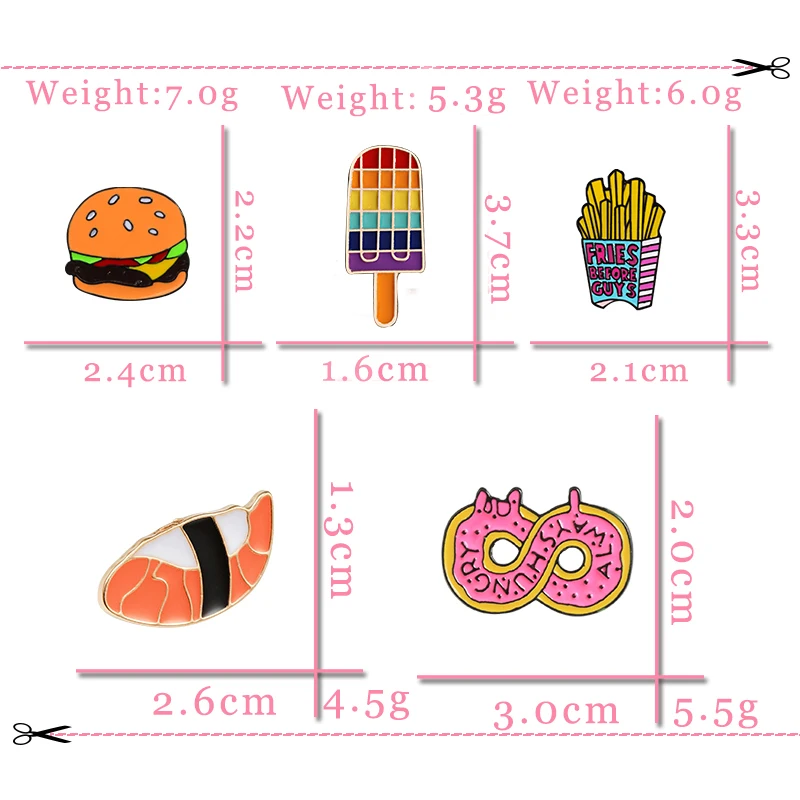 Cartoon Fast Food Brooch Sushi Ice Cream Donut Hamburger Fries  Enamel Pin Denim Shirt Collar Label Pins Badge Kids Jewelry Gift images - 6