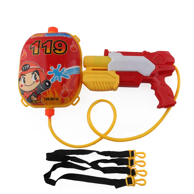

2021Children's Beach Outdoor Toy Firefighter Backpack Water Gun Summer Beach Pull Type Large Water Gun With Nozzle Holiday Gift