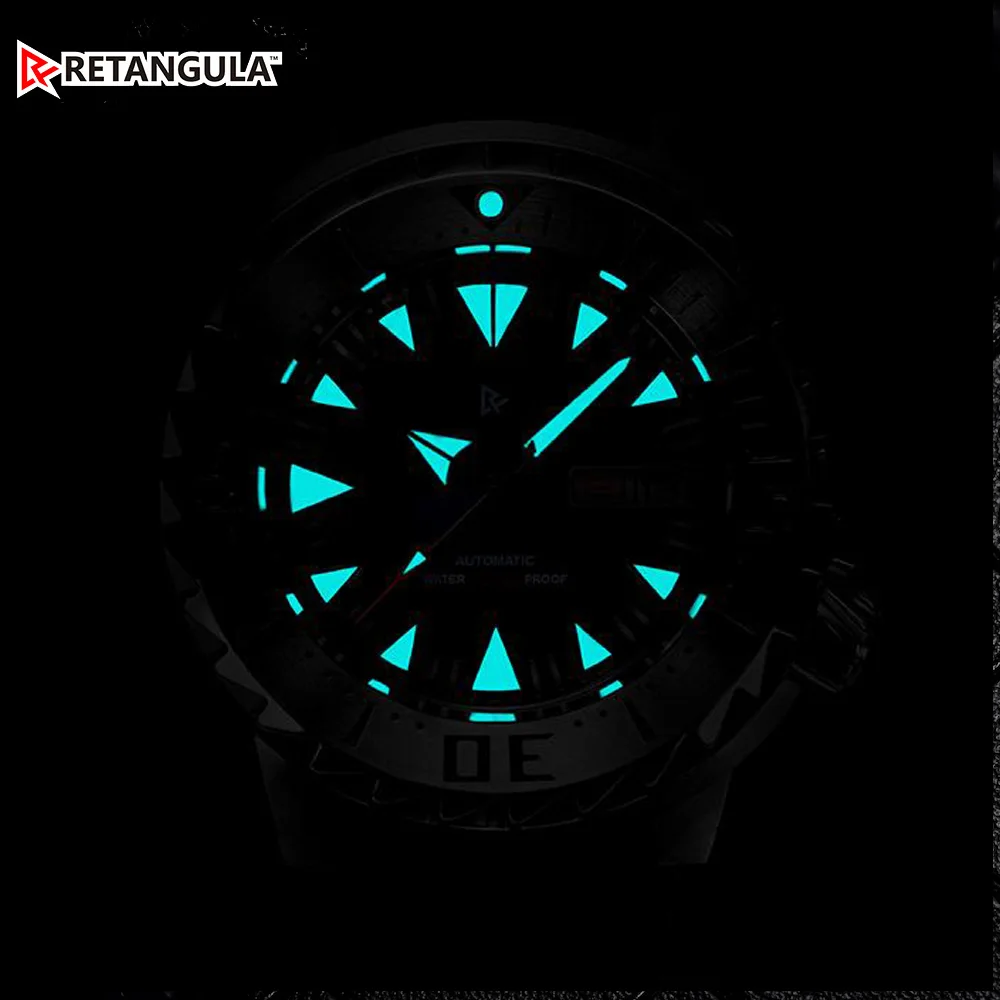 

Retangula Rdunae Men's Diver Watch Sapphire Luminous 43mm Aluminium Bezel 150M Water Resistance NH36A Automatic Movement Watches