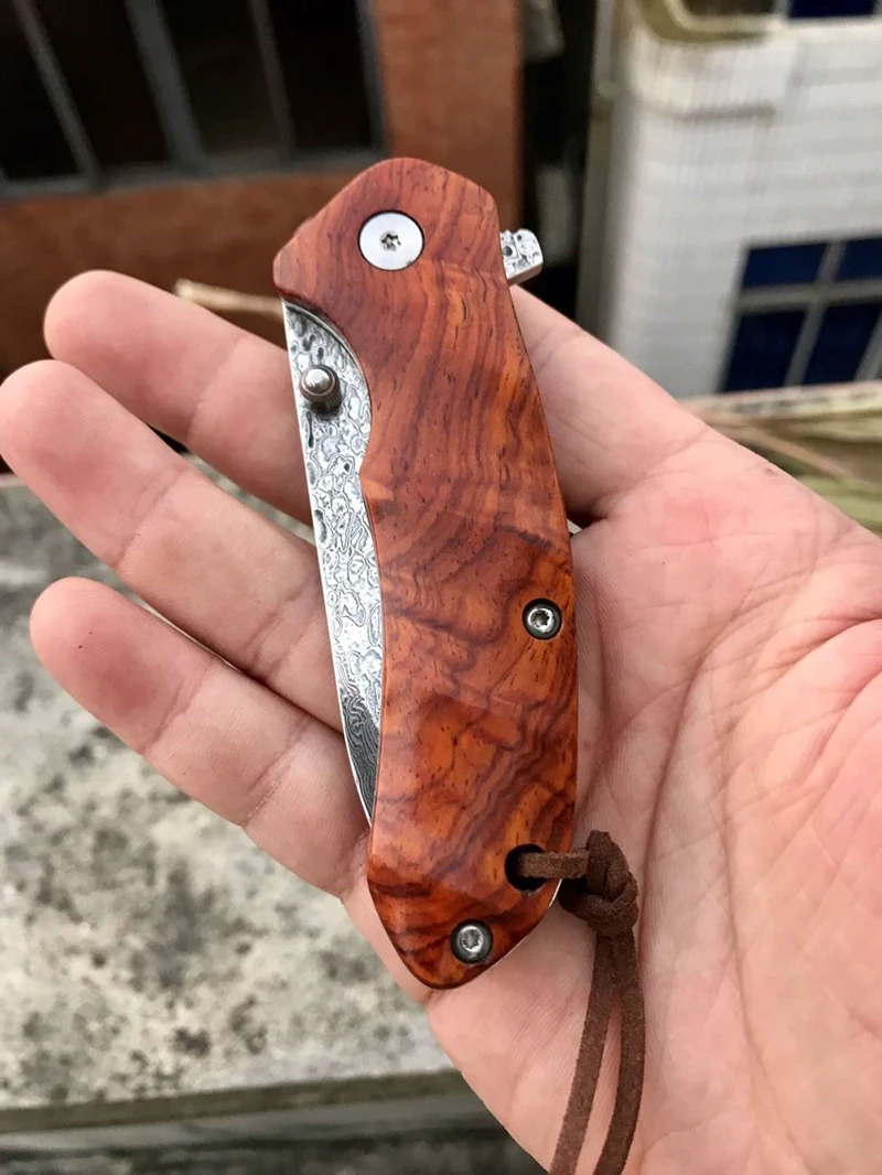 

Outdoor Survival Damascus Steel Folding Knife Tactical Hunting Camping Rescue Pocket Self Defense EDC Tool Belt Knife Set Knife