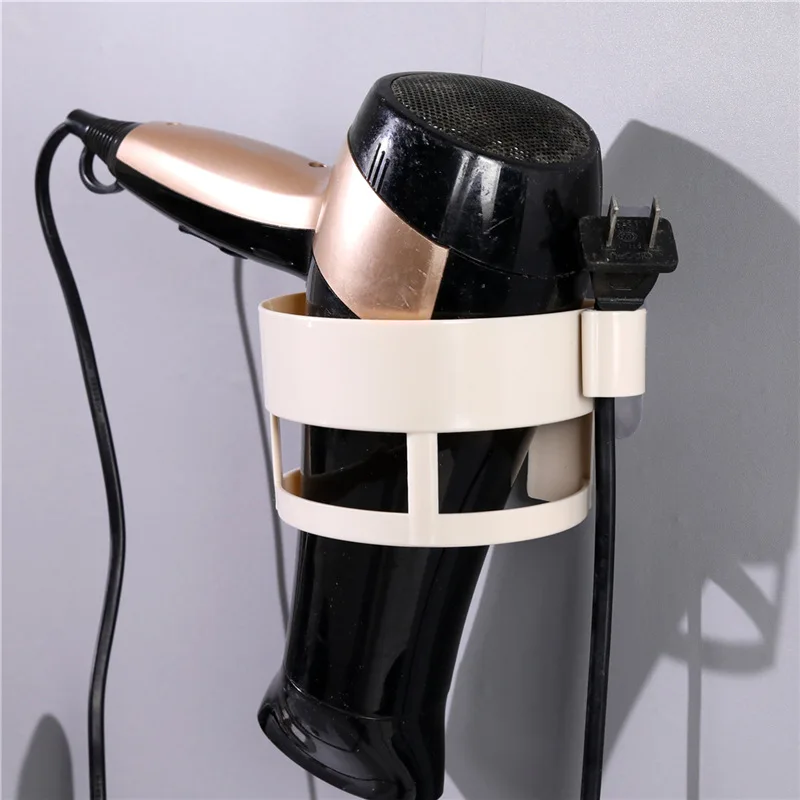 

Salon Styling Hair Dryer Holder Blower Organizer Adhesive Wall Mounted Nail Free No Drilling Plastic Stand Bathroom Supplies