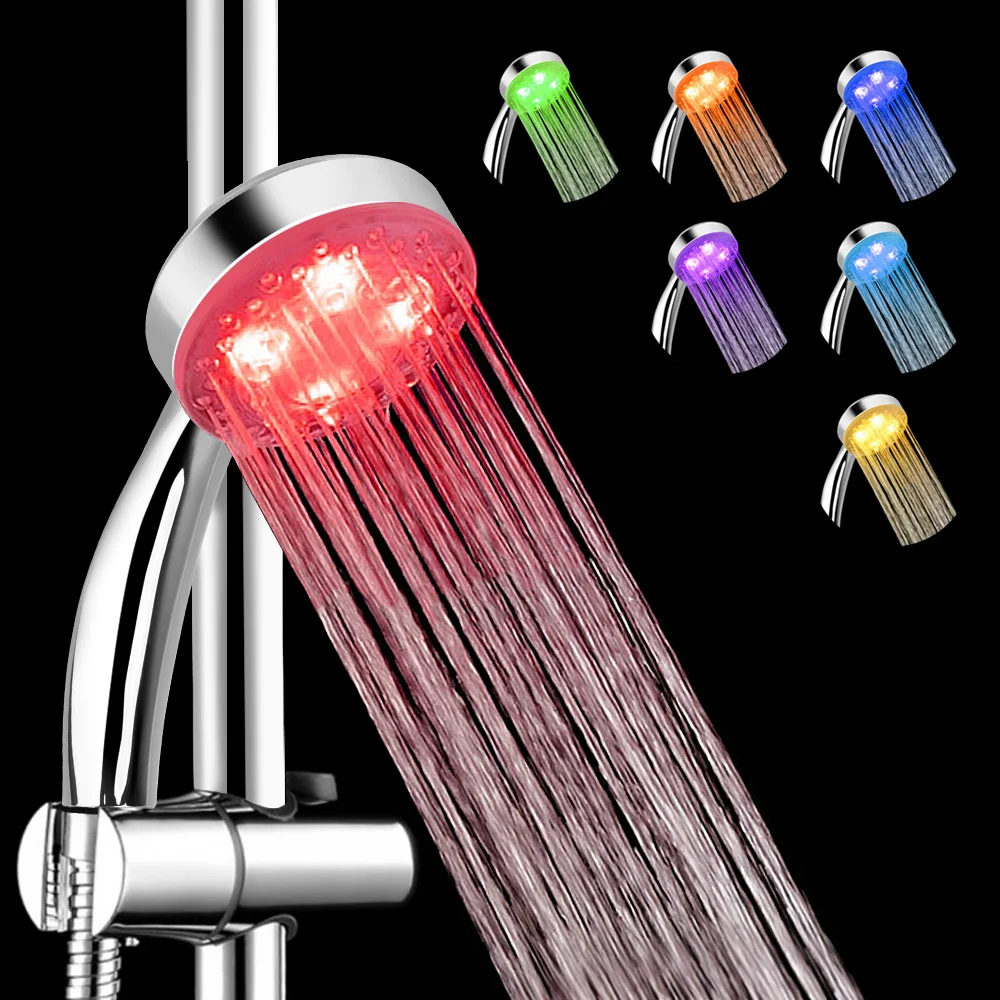 

Rainfall Top Spray Ultra-Quiet LED Shower Head Square Fixed Showerhead 7 Colors Gradual Changing 3 colors Temperature Sensor