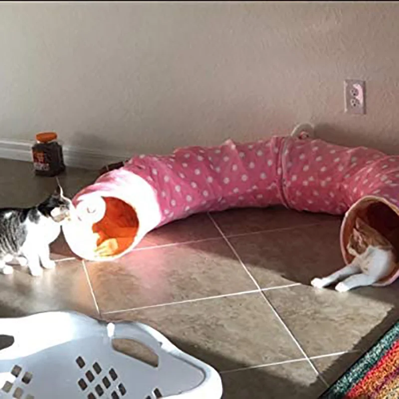 

Cat Tube and Tunnel with Central Mat for Cat Dog, Soft Mink Cashmere and Full Moon Shaped, Length 130cm