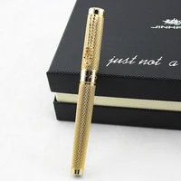 jinhao luxury dragon bright gold squares line barrel fountain pens medium nib new