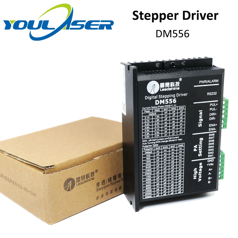 YOULASER Leadshine 2 фазы шагового драйвер DM556 20 50VAC 0 5 5.6A|Драйвер двигателя| |