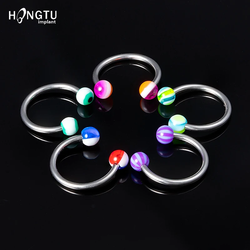 

5pcs/set Colorful Stainless Nose Rings Ear Piercing Circular Barbell Horseshoe Ring Lip Ball Eyebrow Ear Piercings Body Jewelry