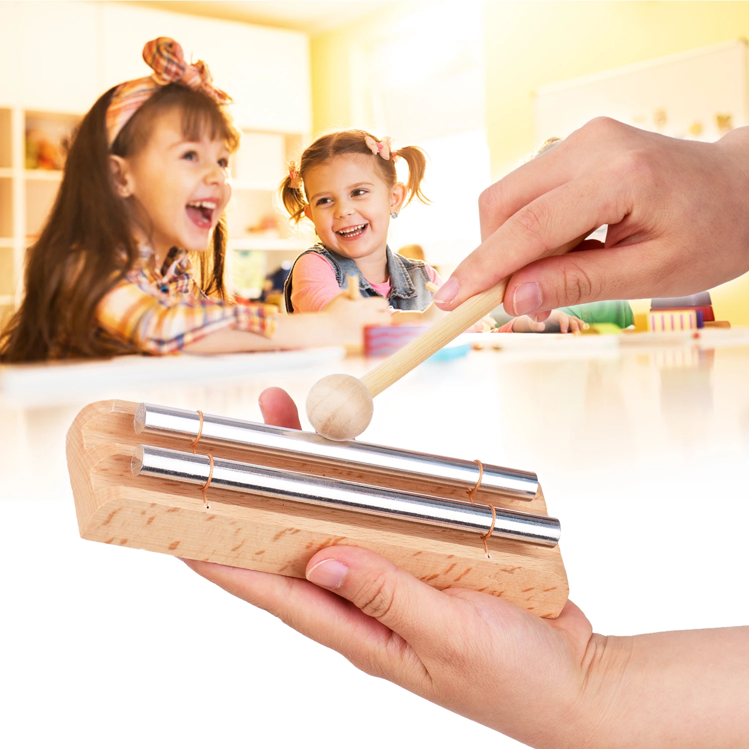 7 тоновые деревянные музыкальные колокольчики с молотком перкуссионный