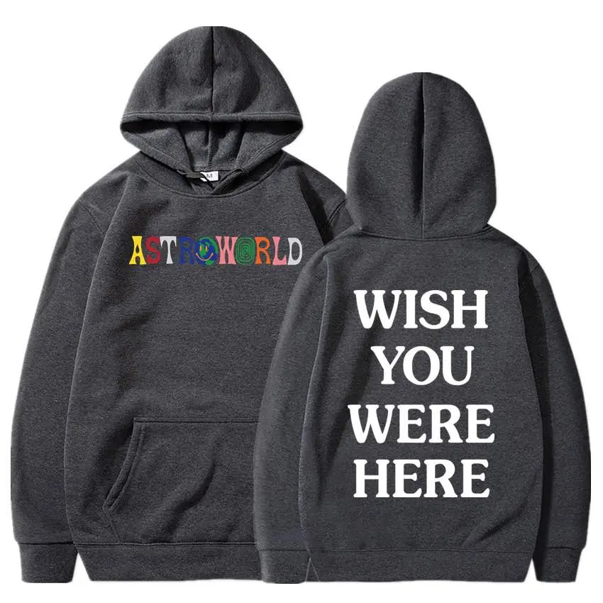 Трэвиса Скотта ASTROWORLD толстовки человек вышивка с печатными буквами Swag WISH YOU WERE HERE
