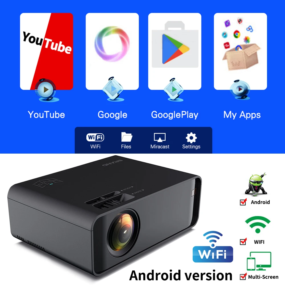 2020 Android проектор WIFI Full HD 1080P 3000 люменов Proyector LCD LED Projetor TV домашний кинотеатр для