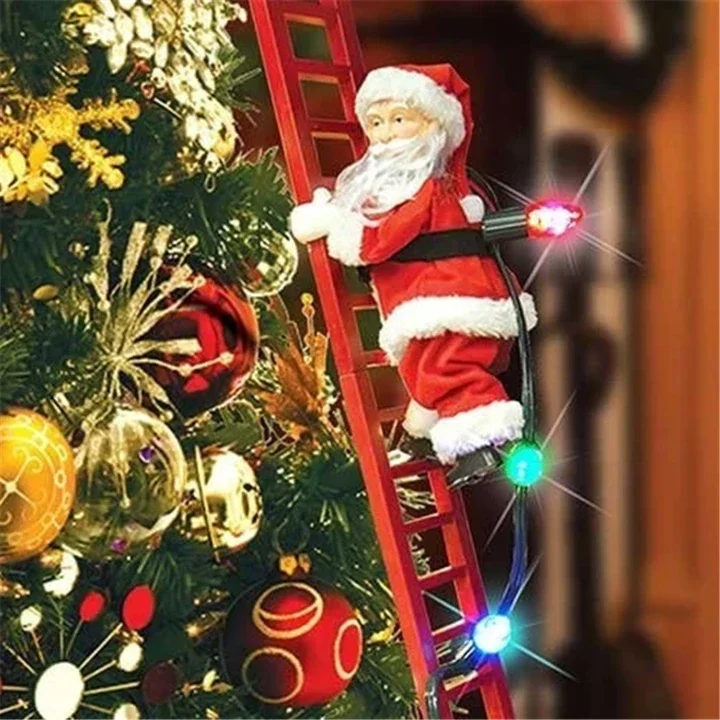 

Electric Climbing Ladder Santa Claus With Music Christmas Figurine Ornament Climb Up And Go Down Repeatedly Kids Toy Gifts New