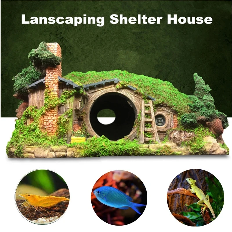 Украшение для аквариума замок ландшафтный дизайн рептилий рыбы креветок скалы