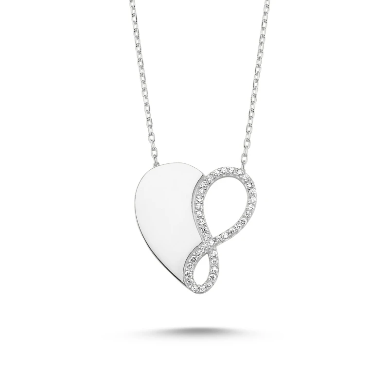 

Silverlina Silver Heart & Infinity Zircon Cubic Zirconia Necklace