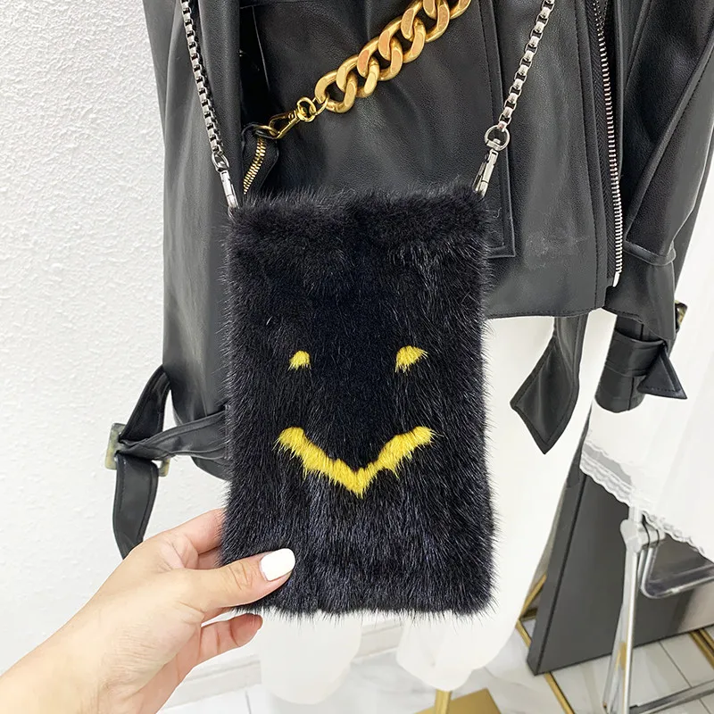 

New Style Ladies Shoulder Bag Plush Bag Mink Hair Mini Wallet Casual Handbag Mink Hair Messenger Bag Mobile Phone Bag
