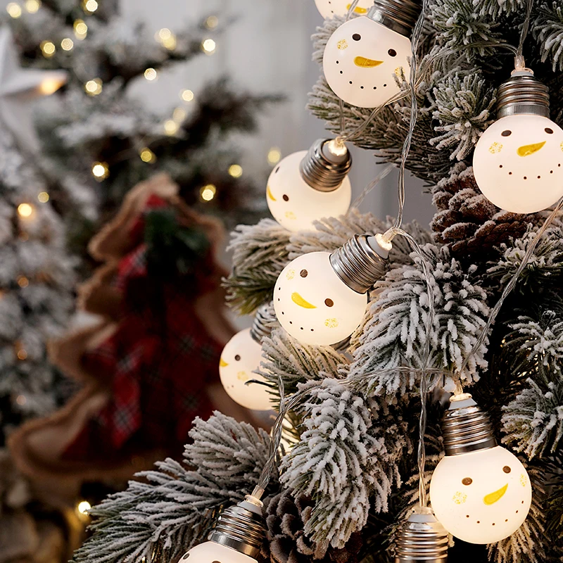 Гирлянда с USB-разъемом и лампочками в виде снеговика 6 м | Лампы освещение