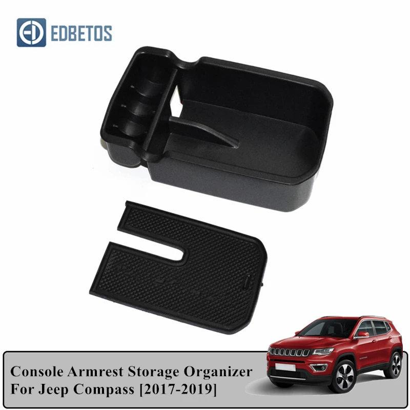 

Central Armrest Box For Jeep Compass 2017 2018 2019 MK2 Car Double Storey Non-Slip Flocking Storage Glove Box