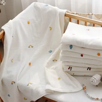 embroidery cherry super soft cotton muslin blanket summer baby swaddle baby quilt newborn wrap bath towel baby receiving blanket