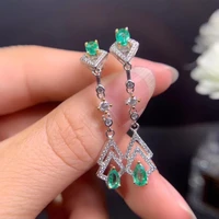 emerlad drop earrings for party 46mm natural emerald jewelry sterling silver andywen ear rings for women jewellery