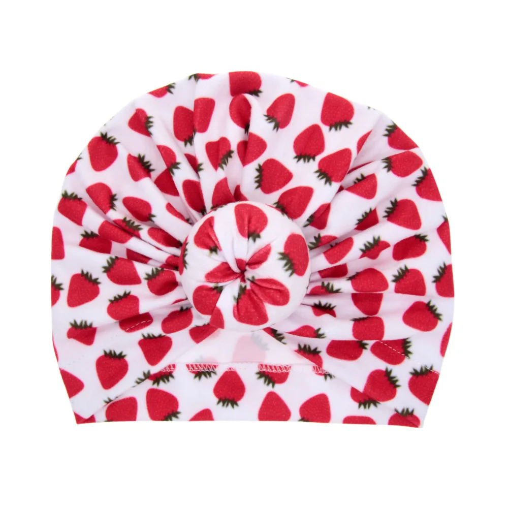 Детские шапки с фруктовым узором для девочек зимняя осенняя хлопковая мягкая