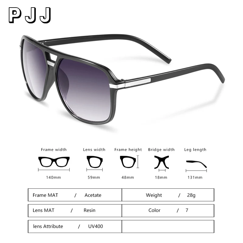 

PJJ 2020 Fashion Men Cool Square Style Gradient Sunglasses Driving Vintage Brand Design Cheap Sun Glasses Oculos De Sol
