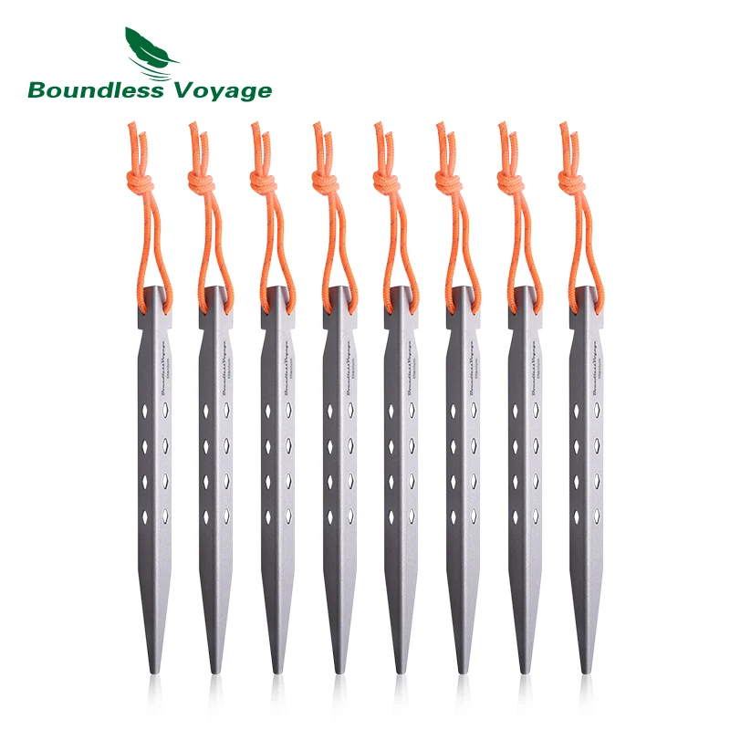Boundless Voyage Outdoor Camping Ultralight Titanium Alloy Tent Stakes Pegs Nails Accessories 6 8 pcs