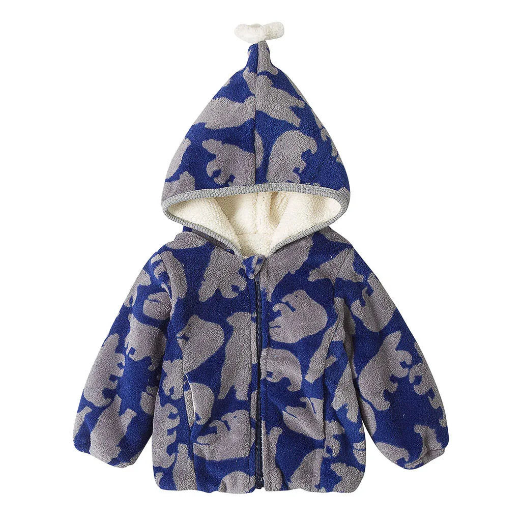Серый Autumn Winter Warm Jackets Boys Girl Coats Kid Zip Thick Long Sleeve Cotton Snowsuit Hoodie newborn Overcoat baby warm Clothing - Цвет: Серый