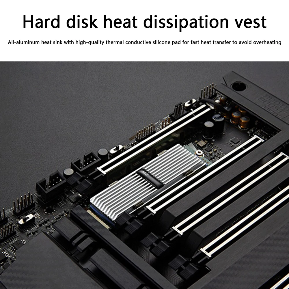 

M.2 2280 SSD Thermal Cooling Pad Aluminum Heatsink Heat Dissipation Radiator HDD Case with USB Cable Pouch New