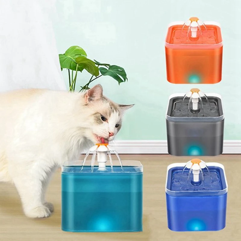 

Автоматический фонтан для воды для кошек со светодиодной подсветкой, адаптер питания, миска для кормления домашних животных, питьевой Дисп...