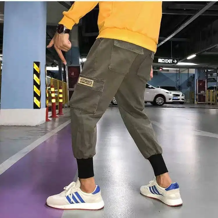 

Side Pocket Loose Cargo Sweatpants Streetwear Letter Print Fashion High Street Casual Cool Man Jogger Hip Hop Pants Trousers Men