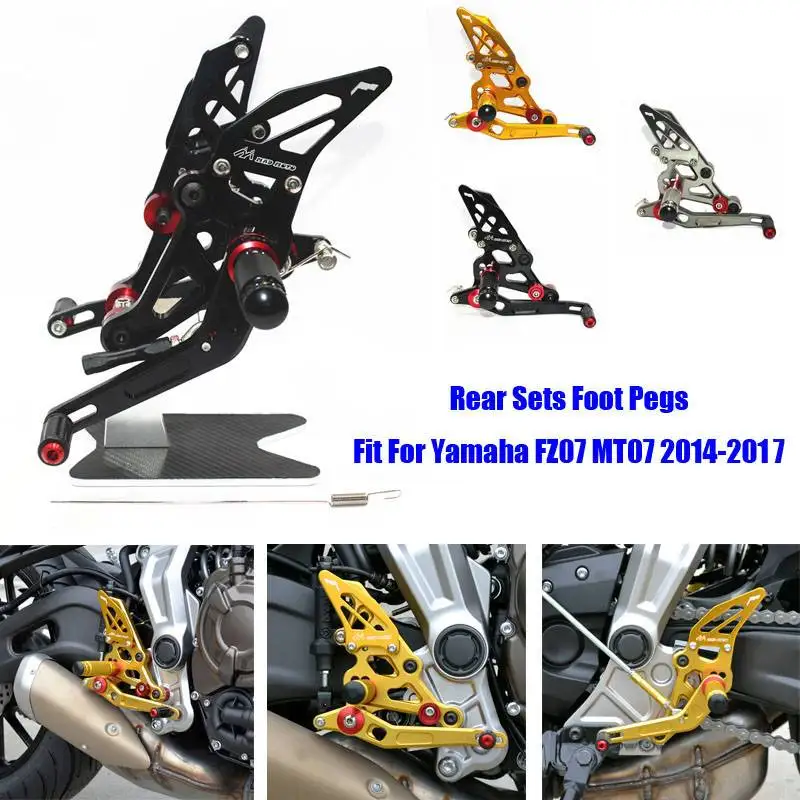 

Fit For Yamaha FZ-07 MT-07 2014-2017 15 16 CNC Adjustable Footrest Foot Peg Pedal Mount Bracket Sets Footpeg Rider Rear Rearset