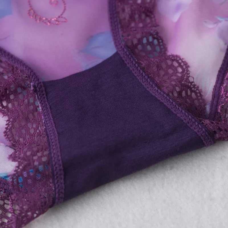 

Women's Panties New Fashion Underwear Women Mid Rise Net Yarn Embroidery Lace Briefs Sexy Floral Seamless Soft