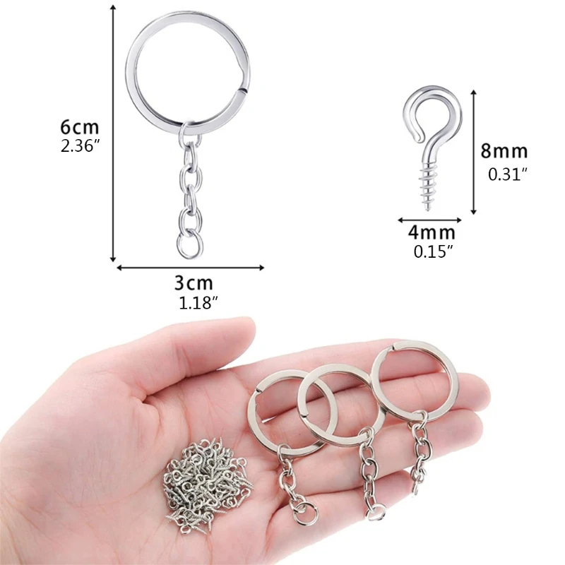 

150 Pcs Key Chain Rings Kit with Screw Eye Pins Findings for DIY Crafts Jewelry K3ND