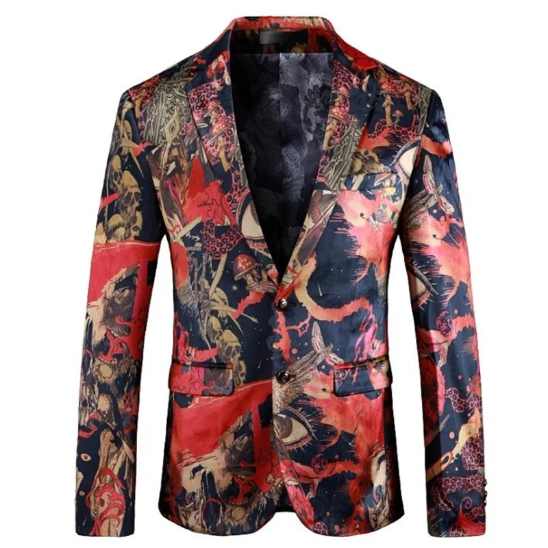 European and American suit mens jacket digital printing blazers traje de novio костюм со штанами suknia ślubna fashion clothes