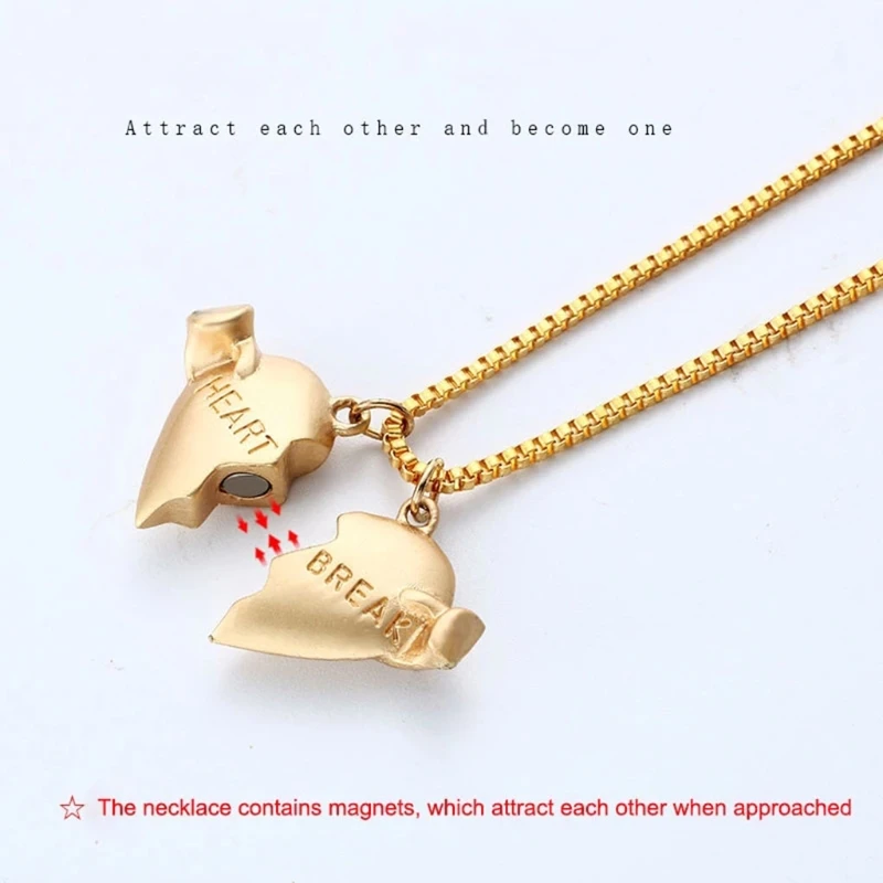 

Heartbroken Long Distance Love Couple Necklace Men and Women Alloy Birthday Gift for Girlfriend Valentine's Day Wholesale